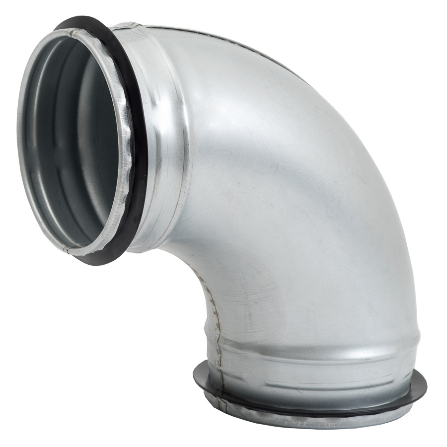 elbow metal, 90°- Ø125mm with rubber, extruded