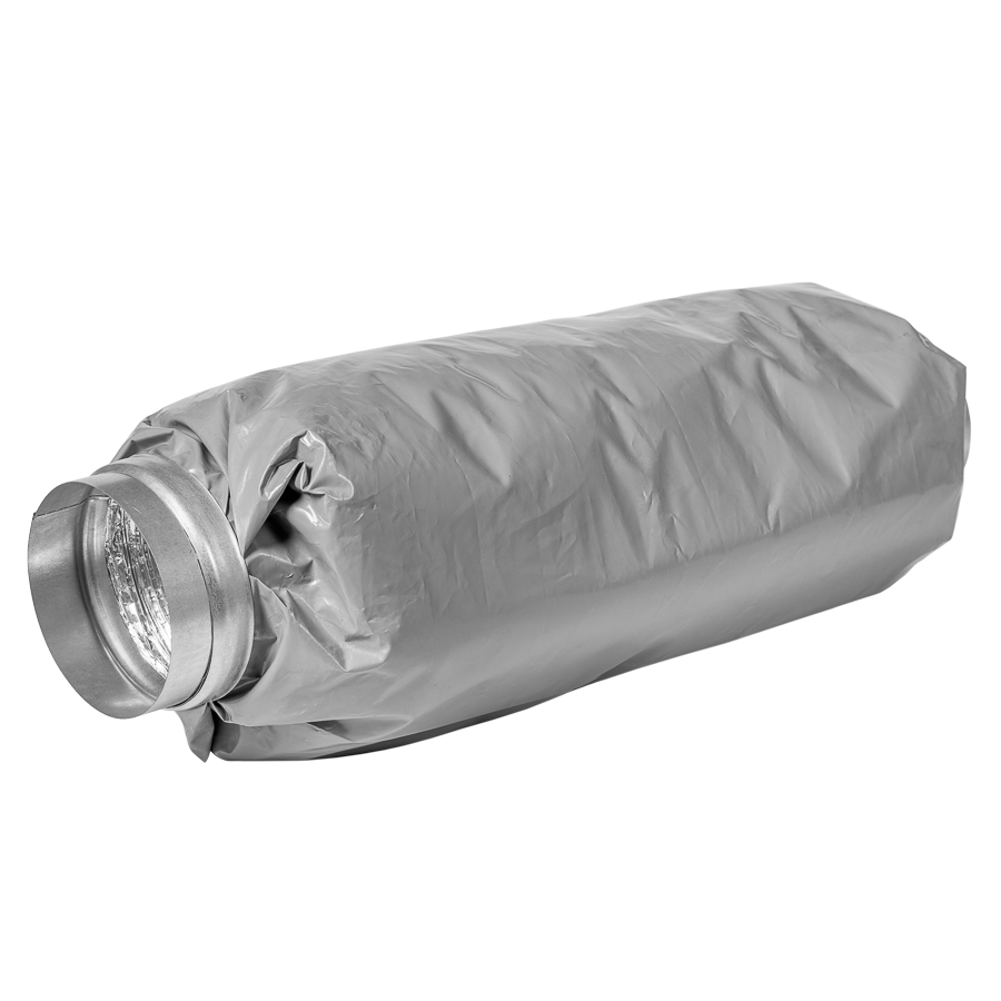 flexible silencer, Ø125mm-1.2m, insulation 25mm, female sleeves