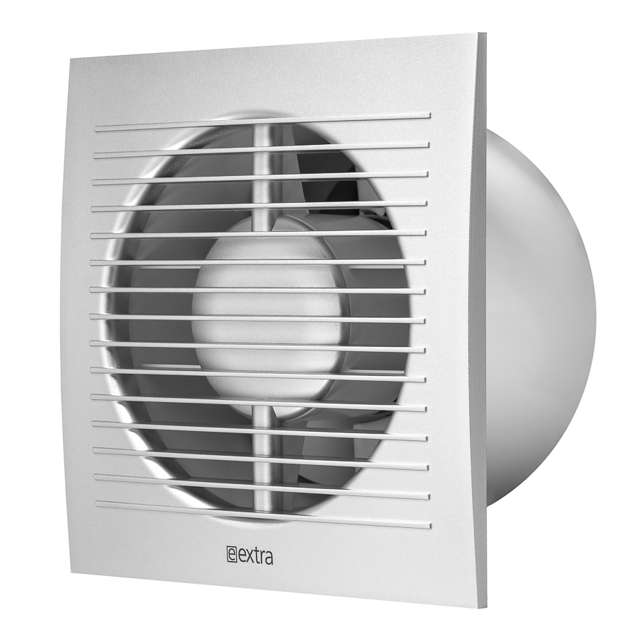 ventilador eléctrico E-EXTRA, Ø125mm, con un temporizador, sensor de humedad, plata